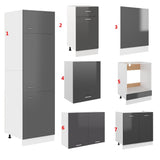 NNEVL 7 Piece Kitchen Cabinet Set High Gloss Grey Engineered Wood