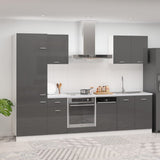 NNEVL 7 Piece Kitchen Cabinet Set High Gloss Grey Engineered Wood