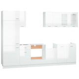 NNEVL 8 Piece Kitchen Cabinet Set High Gloss White Engineered Wood