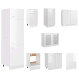 NNEVL 8 Piece Kitchen Cabinet Set High Gloss White Engineered Wood