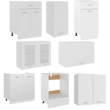 NNEVL 8 Piece Kitchen Cabinet Set White Engineered Wood