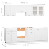 NNEVL 8 Piece Kitchen Cabinet Set White Engineered Wood