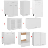 NNEVL 8 Piece Kitchen Cabinet Set White Engineered Wood