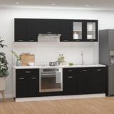 NNEVL 8 Piece Kitchen Cabinet Set Black Engineered Wood