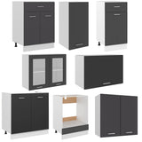 NNEVL 8 Piece Kitchen Cabinet Set Grey Engineered Wood