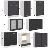 NNEVL 8 Piece Kitchen Cabinet Set Grey Engineered Wood