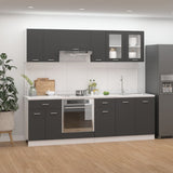 NNEVL 8 Piece Kitchen Cabinet Set Grey Engineered Wood