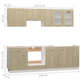 NNEVL 8 Piece Kitchen Cabinet Set Sonoma Oak Engineered Wood