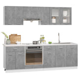 NNEVL 8 Piece Kitchen Cabinet Set Concrete Grey Engineered Wood