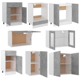 NNEVL 8 Piece Kitchen Cabinet Set Concrete Grey Engineered Wood