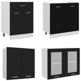 NNEVL 4 Piece Kitchen Cabinet Set Black Chipboard