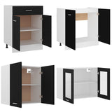 NNEVL 4 Piece Kitchen Cabinet Set Black Chipboard