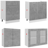 NNEVL 4 Piece Kitchen Cabinet Set Concrete Grey Engineered Wood