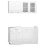 NNEVL 4 Piece Kitchen Cabinet Set High Gloss White Engineered Wood