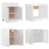 NNEVL 4 Piece Kitchen Cabinet Set High Gloss White Engineered Wood