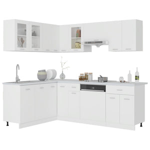 NNEVL 11 Piece Kitchen Cabinet Set White Engineered Wood