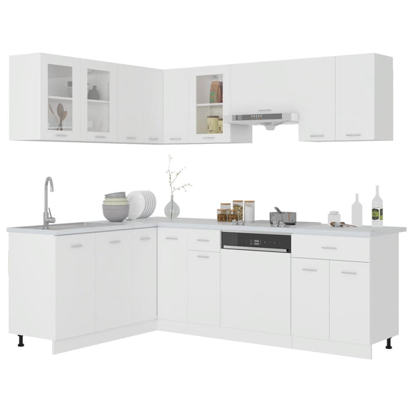 NNEVL 11 Piece Kitchen Cabinet Set White Engineered Wood