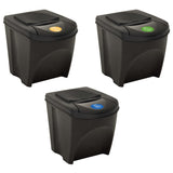 NNEVL Stackable Garbage Bin Boxes 3 pcs Anthracite 75 L Polypropylene