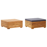 NNEVL Garden Table and Footrest Set with Cushion Solid Acacia Wood