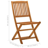 NNEVL Folding Garden Chairs 2 pcs Solid Eucalyptus Wood
