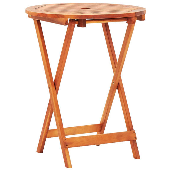 NNEVL Folding Garden Table Ø60x75 cm Solid Eucalyptus Wood