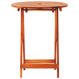 NNEVL Folding Garden Table Ø60x75 cm Solid Eucalyptus Wood