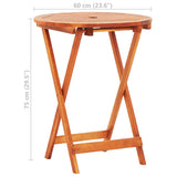 NNEVL Folding Garden Table Ø60x75 cm Solid Eucalyptus Wood