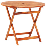 NNEVL Folding Garden Table Ø90x75 cm Solid Eucalyptus Wood