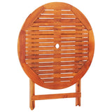 NNEVL Folding Garden Table Ø90x75 cm Solid Eucalyptus Wood