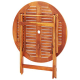 NNEVL Folding Garden Table Ø90x75 cm Solid Eucalyptus Wood