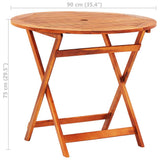 NNEVL Folding Garden Table Ø90x75 cm Solid Eucalyptus Wood