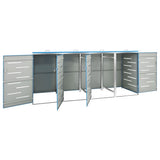NNEVL Quadruple Wheelie Bin Shed 276.5x77.5x115.5 cm Stainless Steel