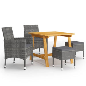 NNEVL 5 Piece Garden Dining Set Grey
