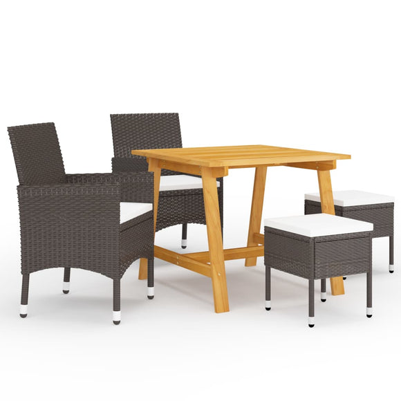 NNEVL 5 Piece Garden Dining Set Brown