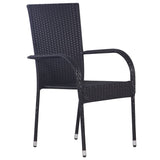 NNEVL 3 Piece Garden Dining Set Black