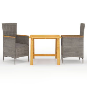 NNEVL 3 Piece Garden Dining Set Grey