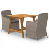 NNEVL 3 Piece Garden Dining Set Brown
