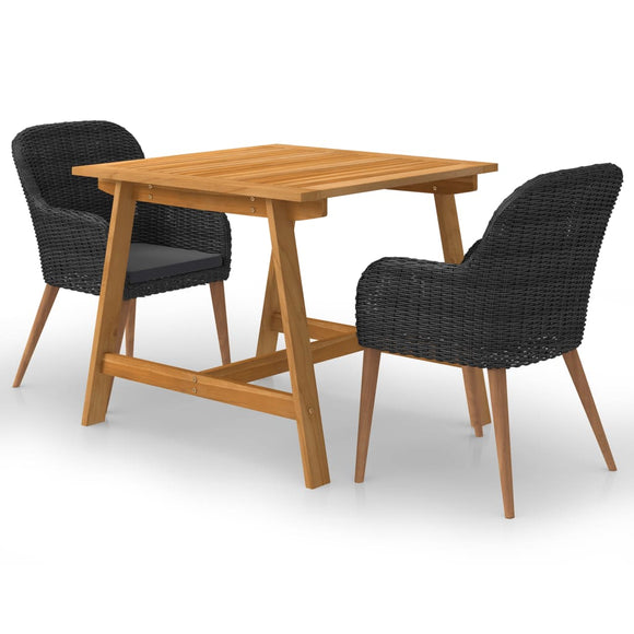 NNEVL 3 Piece Garden Dining Set Black