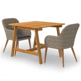 NNEVL 3 Piece Garden Dining Set Brown