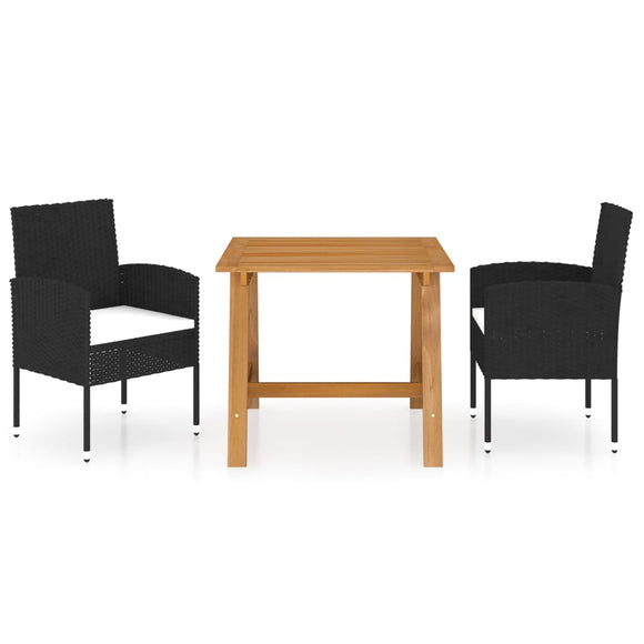 NNEVL 3 Piece Garden Dining Set Black