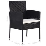 NNEVL 3 Piece Garden Dining Set Black