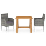 NNEVL 3 Piece Garden Dining Set Grey