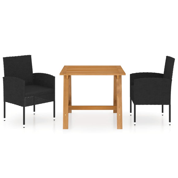 NNEVL 3 Piece Garden Dining Set Black