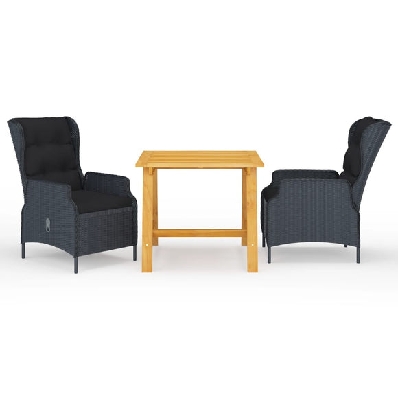 NNEVL 3 Piece Garden Dining Set Dark Grey