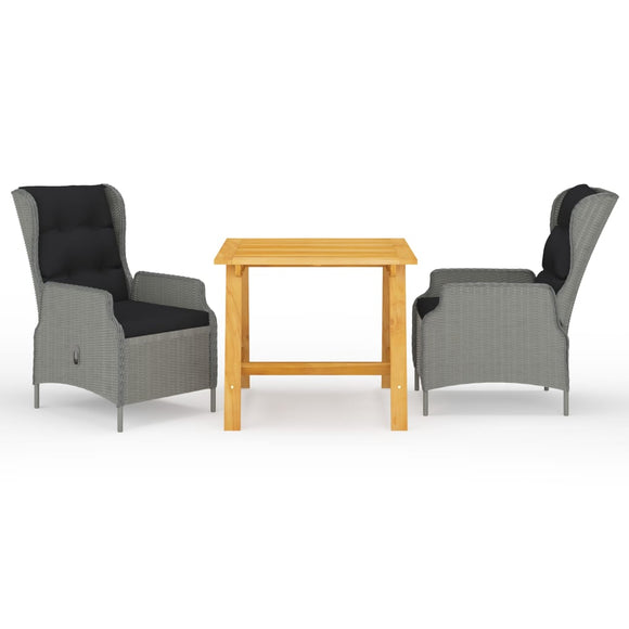 NNEVL 3 Piece Garden Dining Set Light Grey