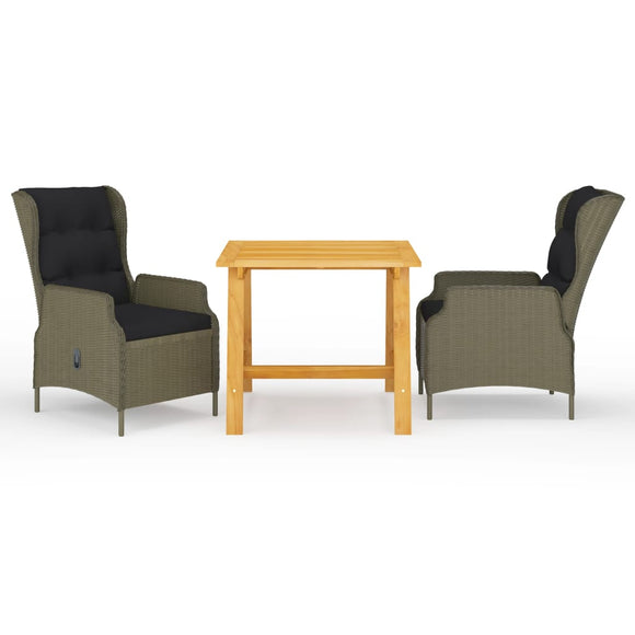 NNEVL 3 Piece Garden Dining Set Brown