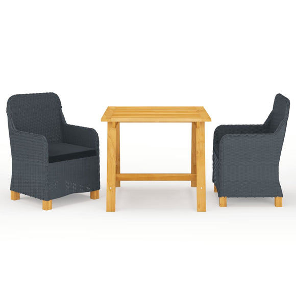 NNEVL 3 Piece Garden Dining Set Dark Grey