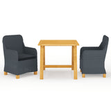 NNEVL 3 Piece Garden Dining Set Dark Grey