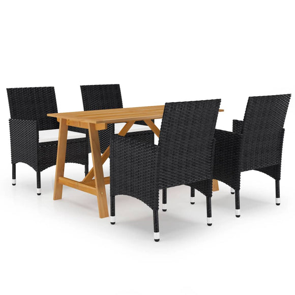 NNEVL 5 Piece Garden Dining Set Black