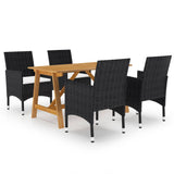 NNEVL 5 Piece Garden Dining Set Black